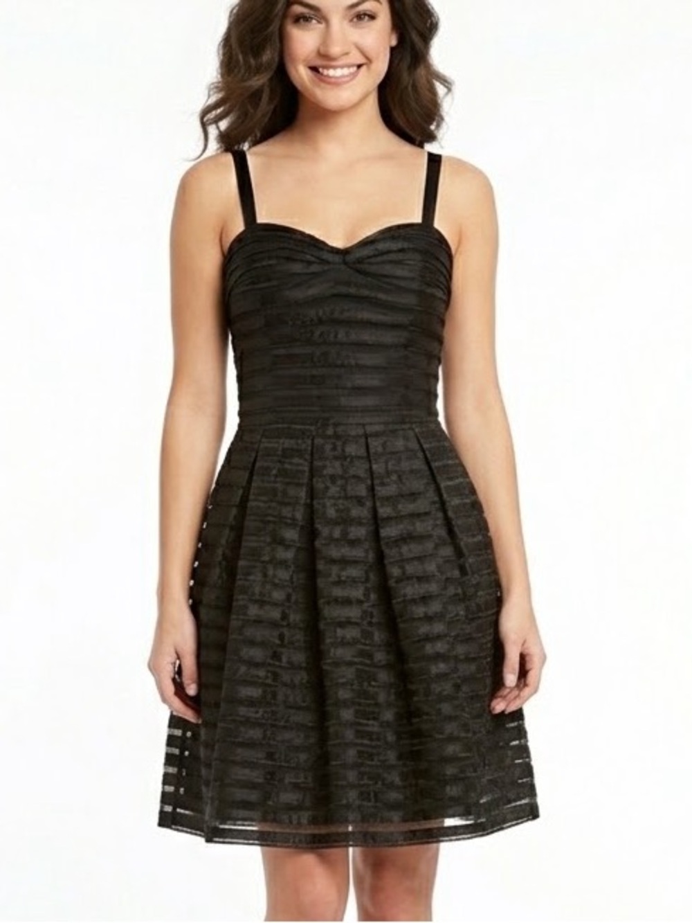 H&M Black Ruffle-Layered Poof Dress. Size Small